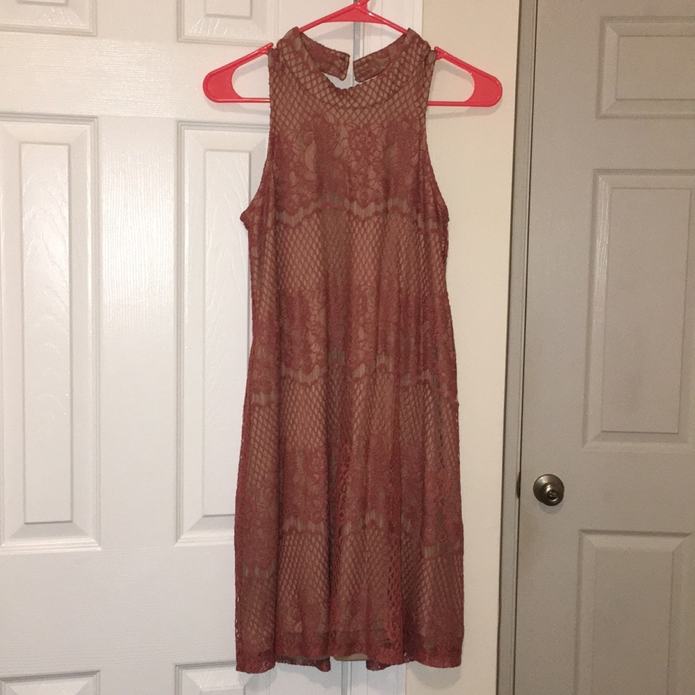 Nude and pink lace boutique dress